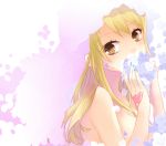  1girl artist_request blonde_hair brown_eyes fairy_tail flower long_hair lucy_heartfilia solo source_request veil 