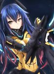  1girl blue_hair bodysuit gradient_hair hair_ornament highres long_hair multicolored_hair phantasy_star phantasy_star_online_2 pink_hair quna_(pso2) racket_ti1 twintails yellow_eyes zelsius 