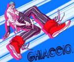  1boy blue_hair demon_(02030108) ghiaccio glasses jojo_no_kimyou_na_bouken shoes sneakers solo 