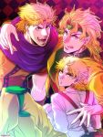  3boys blonde_hair child dio_brando jojo_no_kimyou_na_bouken licking_lips mawiko multiple_boys multiple_persona older red_eyes scarf suspenders vampire younger 