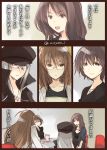  4girls alternate_costume brown_eyes brown_hair casual comic glasses hat ichifuji_nitaka kantai_collection kikuzuki_(kantai_collection) kisaragi_(kantai_collection) long_hair mochizuki_(kantai_collection) multiple_girls mutsuki_(kantai_collection) older open_mouth rimless_glasses short_hair silver_hair sitting smile tagme translation_request twitter_username 