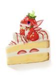  cake cream dagashi_(daga2626) eating food fruit no_humans puzzle_&amp;_dragons strawberry strawberry_dragon_(p&amp;d) violet_eyes wings 