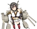  1girl black_hair breasts cleavage kantai_collection large_breasts long_hair looking_at_viewer nagato_(kantai_collection) parted_lips personification red_eyes solo unagimaru 