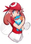  1girl bandana blue_eyes brown_hair bust haruka_(pokemon) hug long_hair mudkip pokemon pokemon_(creature) pokemon_(game) sho-n-d smile solo twintails 