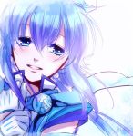  aoki_lapis blue_eyes blue_hair blush gloves hand_on_own_chest short_sleeves smile suzunosuke_(sagula) vocaloid 