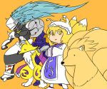  artist_request blazblue crossover digimon gray_fox hakumen kyuubi metal_gear_(series) ninetales pokemon pokemon_(creature) renamon touhou yakumo_ran 