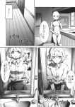  1girl alice_margatroid bow comic doll doll_joints faucet hair_bow highres kozou_(soumuden) mirror monochrome reflection scan shanghai_doll sink toothbrush touhou translation_request 