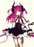  1girl blue_eyes detached_sleeves fate/extra fate/extra_ccc fate_(series) horns kansougyuunyuu lancer_(fate/extra_ccc) long_hair pink_hair pointy_ears solo tail two_side_up 