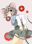  1girl animal_ears ass ass_grab blush capelet grabbing_own_ass grey_hair highres kehukoete mouse_ears mouse_tail nazrin red_eyes short_hair solo tail touhou 