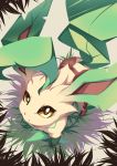  ahoge chaps crossover fate/zero fate_(series) fusion highres lancer_(fate/zero) leafeon mole msg01 no_humans pokemon pokemon_(creature) solo 