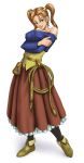  1girl breasts brown_eyes brown_hair dragon_quest dress irotsuya looking_at_viewer smile solo twintails 