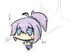  1girl ahoge aoba_(kantai_collection) blue_eyes blush_stickers chibi commentary_request gomasamune hair_ornament kantai_collection ponytail purple_hair school_uniform serafuku simple_background solo sweat tagme translation_request white_background 