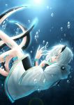  1girl blue_eyes bubble ellen_(pale_blue) horns monster_girl multiple_tails oryza_tomasouw pale_blue solo tail white_hair 