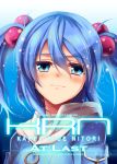  1girl aqua_eyes aqua_hair bust cover cover_page doujinshi face fukai_ryousuke hair_bobbles hair_ornament hat hat_removed headwear_removed kawashiro_nitori key pocket sad_smile short_twintails solo touhou twintails 