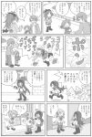  akemi_homura clock comic crazy doraemon erechan food kaname_madoka mahou_shoujo_madoka_magica monochrome multiple_girls parody sakura_kyouko taiyaki tomoe_mami tongue translation_request wagashi 