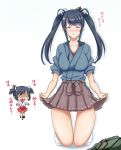  alternate_costume alternate_hairstyle black_hair blood blush closed_eyes fusou_(kantai_collection) kantai_collection long_hair nokokopopo nosebleed shaded_face short_hair shoukaku_(kantai_collection)_(cosplay) smile translation_request twintails yamashiro_(kantai_collection) zuikaku_(kantai_collection)_(cosplay) 