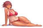  1girl bikini breasts huge_breasts legs looking_at_viewer older rozen_maiden simple_background smile solo souseiseki swimsuit thighs tsuda_nanafushi white_background 