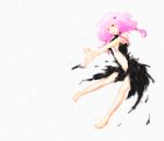  1girl bare_shoulders barefoot breasts center_opening guilty_crown hair_ornament hairclip highres long_hair looking_at_viewer navel open_mouth pink_hair red_eyes solo twintails yuzuriha_inori 