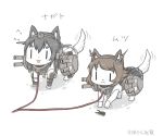  :3 animalization black_hair brown_hair collar dog dog_collar headgear kantai_collection long_hair mutsu_(kantai_collection) nagato_(kantai_collection) pleated_skirt rhinoceros_beetle short_hair simple_background skirt tagme tongue tongue_out translation_request turret white_background yuasan |_| 
