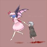  bat_wings blood english holding_hands izayoi_sakuya nuime numie red_eyes remilia_scarlet touhou wings young 