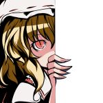  cat_eyes claws fingernails flandre_scarlet hands hat higurashi_no_naku_koro_ni long_fingernails long_nails nails oborotsuki_kakeru parody peeking_out red_eyes slit_pupils touhou 