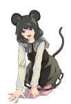  gakkun grey_hair hands highres mouse_ears nazrin open_mouth simple_background solo tail touhou 