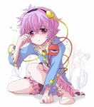  eyes hairband heart komeiji_satori mattie pink_eyes purple_hair short_hair skirt sleepy socks solo touhou 