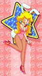   blonde_hair blue_eyes rabbit_ears bunnysuit high_heels nintendo princess_peach star super_mario_bros.  