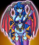  armor astaroth blue_skin cleavage demon_girl horns panties pointy_ears shinrabansho wings 