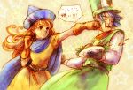  clift dragon_quest dragon_quest_iv face_punching food gloves hat highres long_hair punching red_eyes red_hair rio-sout rio-sout_(pixiv250789) star translated translation_request 