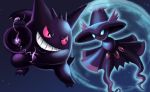  battle blue_eyes gengar mismagius moon pokemon red_eyes witch witch_hat 