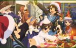  asahina_mikuru cat christmas koizumi_itsuki kyon kyon_no_imouto nagato_yuki party_hat suzumiya_haruhi suzumiya_haruhi_no_yuuutsu tsuruya yule_log 