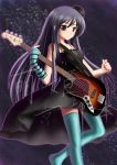  akiyama_mio bass_guitar black_eyes black_hair don&#039;t_say_lazy don't_say_&quot;lazy&quot; dress error fingerless_gloves gloves guitar hat hei_mao_de_zu_ji highres instrument k-on! long_hair solo thigh-highs thighhighs top_hat 