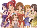  6+girls alternate_costume amy_(suisei_no_gargantia) bag bellows_(suisei_no_gargantia) blue_eyes brown_hair closed_eyes long_hair melty_(suisei_no_gargantia) multiple_girls open_mouth purple_hair redhead saaya_(suisei_no_gargantia) short_hair skirt smile suisei_no_gargantia violet_eyes yellow_eyes 