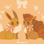  eevee lowres no_humans pokemon pokemon_(creature) ribbon vulpix 