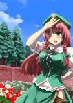  braid breasts china_dress chinese_clothes green_eyes hat hong_meiling large_breasts long_hair red_hair sinzan touhou twin_braids 