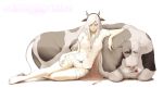  &lt;ro barefoot belt bull collarbone cow_ears feet hands horns long_hair reclining shorts very_long_hair white_hair 