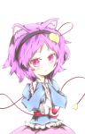  animal_ears bad_id blush cat_ears eyes hairband heart kimera komeiji_satori pink_eyes purple_hair short_hair touhou 