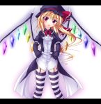  elbow_gloves flandre_scarlet garter_belt garters gisyo gloves red_eyes striped striped_legwear striped_thighhighs thigh-highs thighhighs touhou wings 