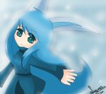  blue_eyes blue_hair glaceon personification pokemon smile 