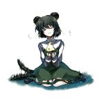  cheese eating expressive_tail food happy mouse_ears mouse_tail nazrin onimaru_gonpei sitting tail tail_wagging touhou wagging wariza 