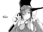  black_and_white blair breasts cleavage large_breasts monochrome sideboob soul_eater witch witch_hat 