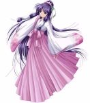  japanese_clothes miko purple_hair twintails violet_eyes 