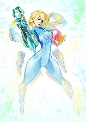  1girl breasts highres long_hair louten metroid nintendo samus_aran super_smash_bros. zero_suit 