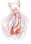  1girl :o absurdres fujiwara_no_mokou highres hime_cut long_hair necktie off_shoulder red_eyes solo suspenders touhou transistor very_long_hair white_background white_hair 