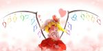  1girl animal_ears bai_yemeng blonde_hair cat_ears flandre_scarlet hands_on_own_cheeks hands_on_own_face hat heart heart-shaped_pupils highres long_hair looking_at_viewer red_eyes side_ponytail skirt solo symbol-shaped_pupils touhou wings wrist_cuffs 