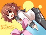  :d box brown_hair fang gift gift_box hair_ornament hairclip ikazuchi_(kantai_collection) kantai_collection leaning_forward open_mouth short_hair skirt smile tenjou_nanaki thigh-highs 