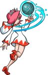  1girl aura bare_legs basketball choker earrings final_fantasy hood_down hooded_cloak jewelry magic super_mario_bros. mario_basketball_3on3 nintendo official_art pink_hair pumps red_shoes shoes short_hair solo tiara transparent_background white_mage 