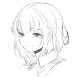  1girl comic face female_admiral_(kantai_collection) kantai_collection mataichi_matarou monochrome portrait short_hair smile solo 