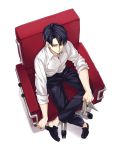  1boy black_hair book chair levi_(shingeki_no_kyojin) seta_sin shingeki_no_kyojin shoes short_hair sitting 